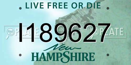 I189627 New Hampshire License Plate
