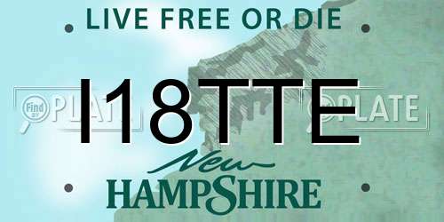 I18TTE New Hampshire License Plate