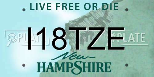 I18TZE New Hampshire License Plate