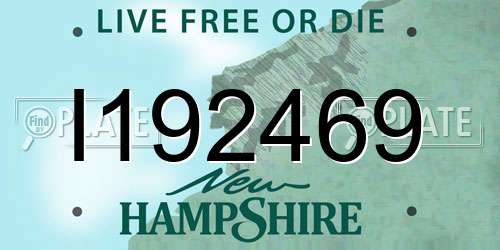 I192469 New Hampshire License Plate