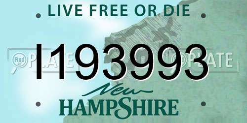 I193993 New Hampshire License Plate