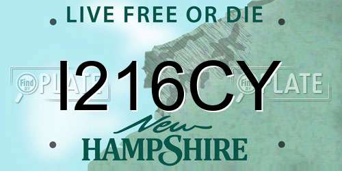 I216CY New Hampshire License Plate