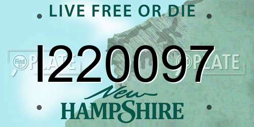 I220097 New Hampshire License Plate