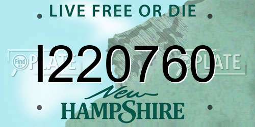 I220760 New Hampshire License Plate