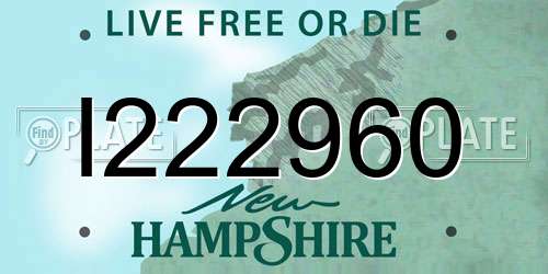 I222960 New Hampshire License Plate