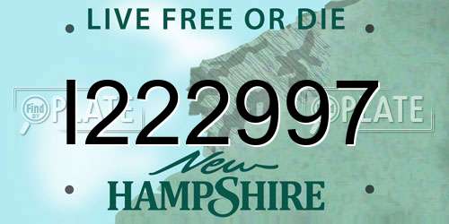 I222997 New Hampshire License Plate