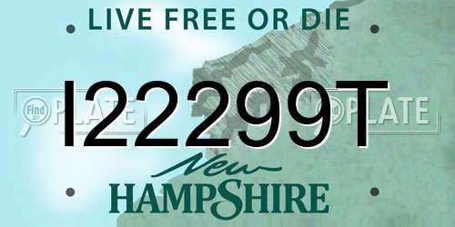 I22299T New Hampshire License Plate