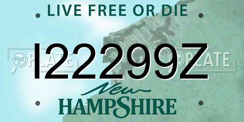 I22299Z New Hampshire License Plate