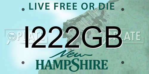 I222GB New Hampshire License Plate