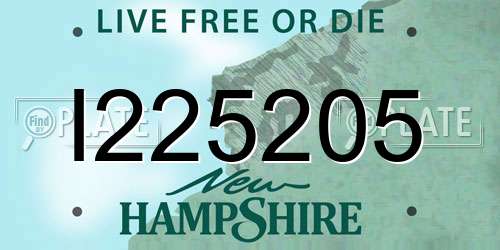 I225205 New Hampshire License Plate