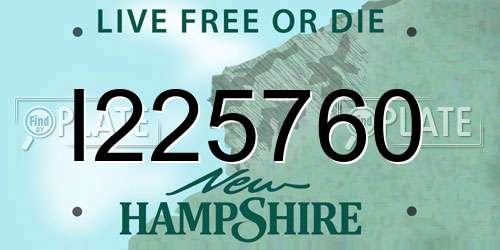 I225760 New Hampshire License Plate