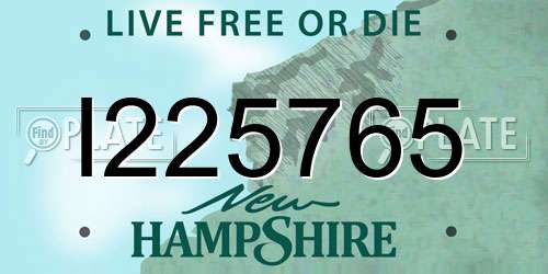 I225765 New Hampshire License Plate