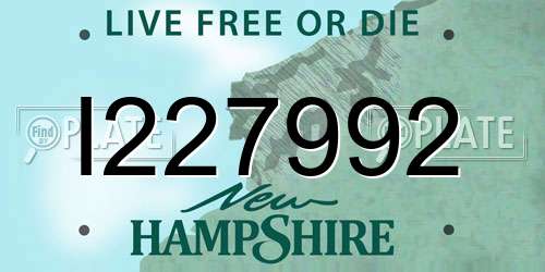 I227992 New Hampshire License Plate