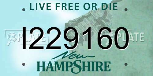 I229160 New Hampshire License Plate