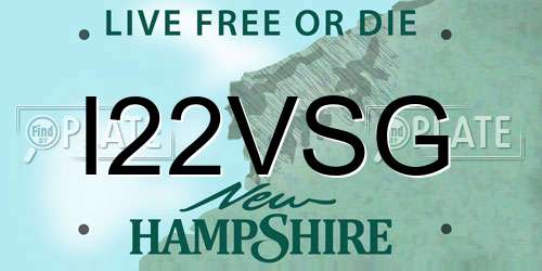 I22VSG New Hampshire License Plate