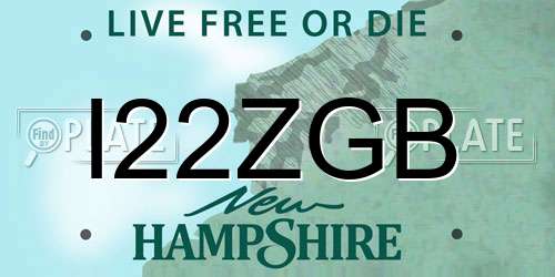 I22ZGB New Hampshire License Plate