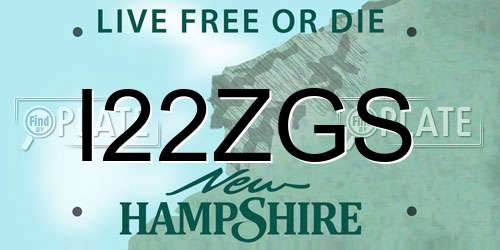 I22ZGS New Hampshire License Plate
