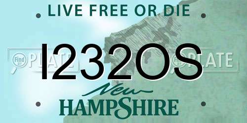 I232OS New Hampshire License Plate