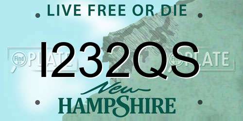 I232QS New Hampshire License Plate