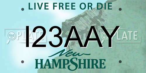 I23AAY New Hampshire License Plate