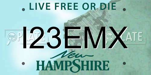 I23EMX New Hampshire License Plate