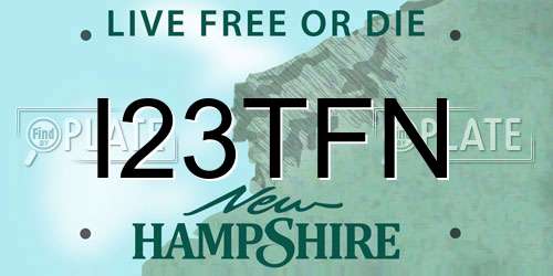 I23TFN New Hampshire License Plate