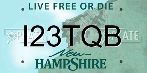 I23TQB New Hampshire License Plate