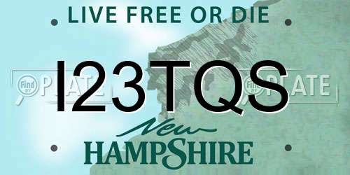 I23TQS New Hampshire License Plate