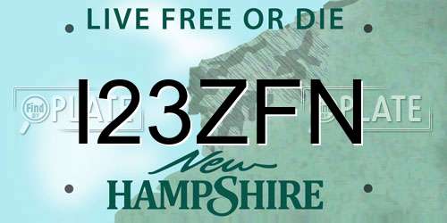 I23ZFN New Hampshire License Plate