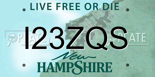 I23ZQS New Hampshire License Plate
