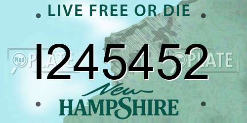 I245452 New Hampshire License Plate