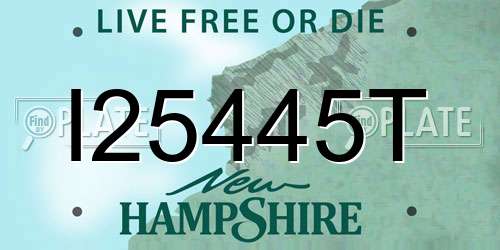 I25445T New Hampshire License Plate