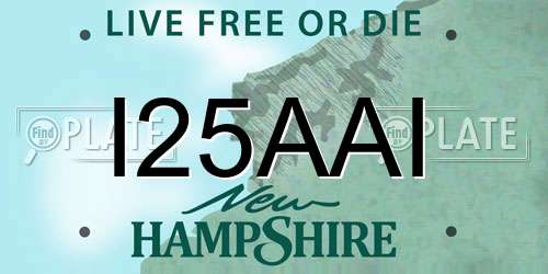I25AAI New Hampshire License Plate