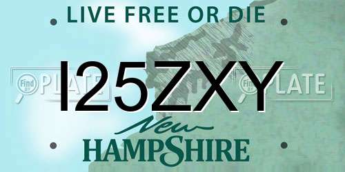 I25ZXY New Hampshire License Plate
