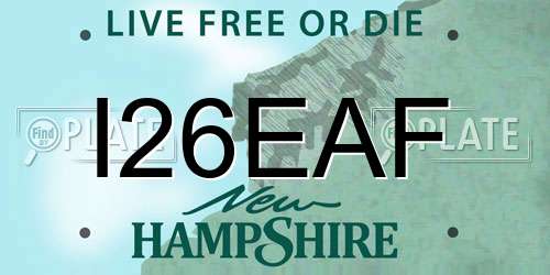 I26EAF New Hampshire License Plate