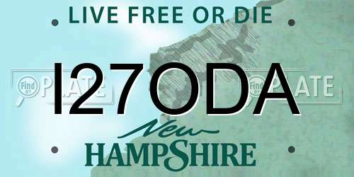 I27ODA New Hampshire License Plate