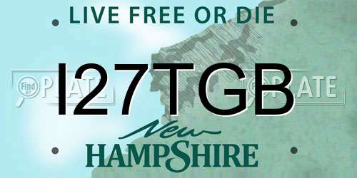 I27TGB New Hampshire License Plate