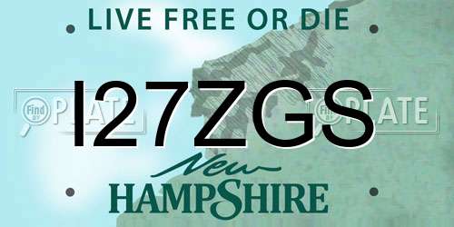 I27ZGS New Hampshire License Plate