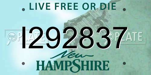 I292837 New Hampshire License Plate
