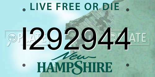 I292944 New Hampshire License Plate