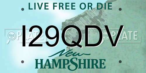 I29QDV New Hampshire License Plate