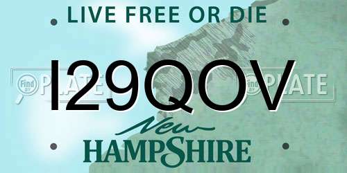 I29QOV New Hampshire License Plate