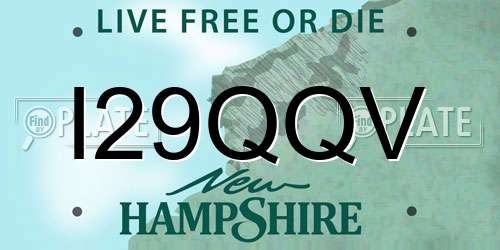 I29QQV New Hampshire License Plate