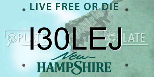 I30LEJ New Hampshire License Plate