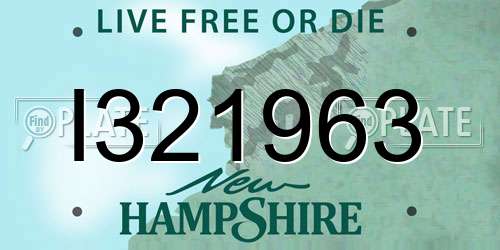 I321963 New Hampshire License Plate