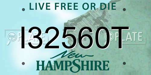 I32560T New Hampshire License Plate