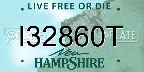 I32860T New Hampshire License Plate