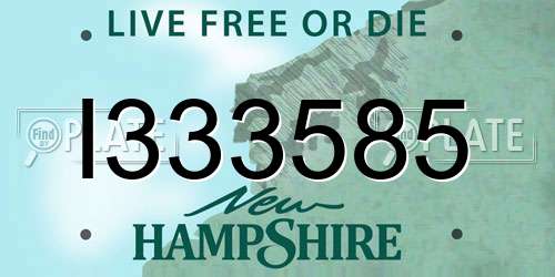 I333585 New Hampshire License Plate