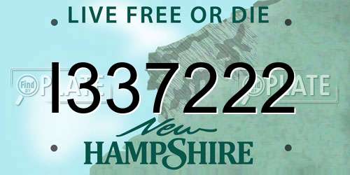 I337222 New Hampshire License Plate