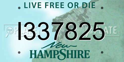 I337825 New Hampshire License Plate